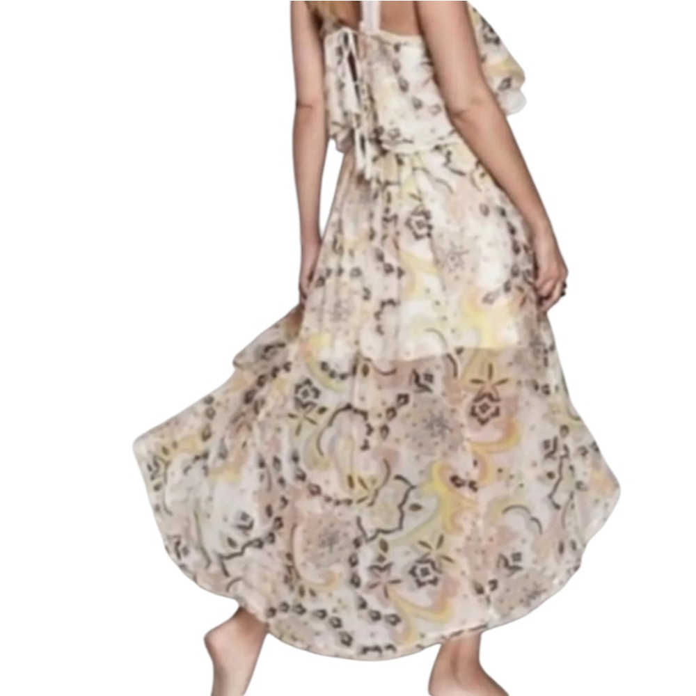 Free People 2 Piece Set Floral Cream Maxi Dress Size Small